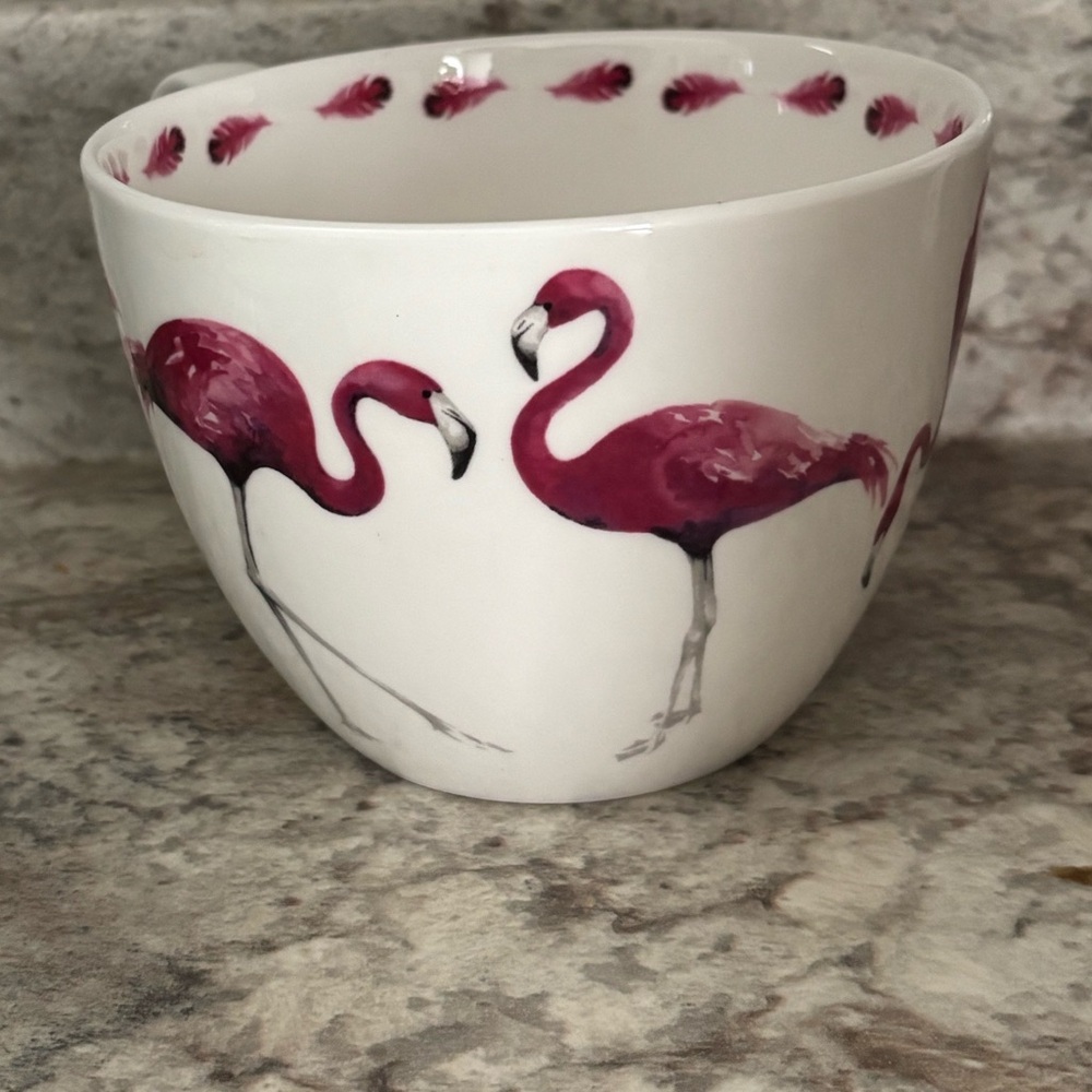 Portobello by Design pretty in pink FLAMINGO MUG bowl England BONE CHINA 20oz - Picture 3 of 7